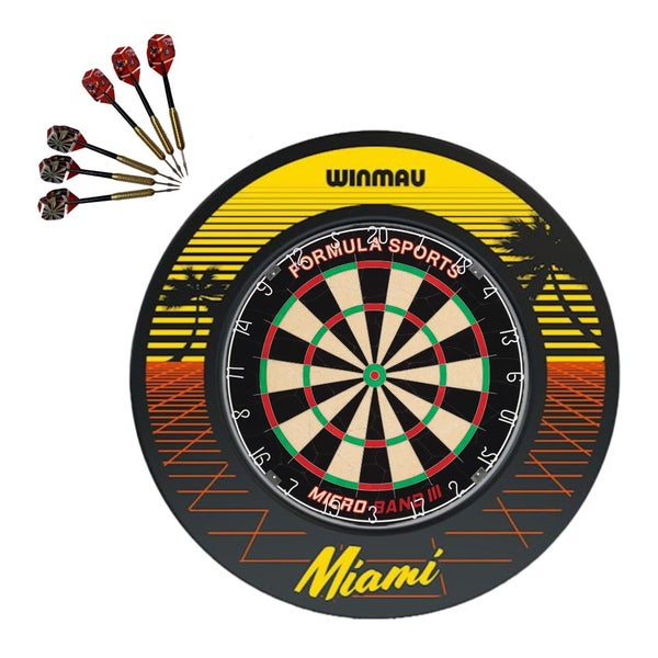 Formula Sports Micro Band 3 Dart Board and Winmau Miami Dartboard Surround Set Carousel 1
