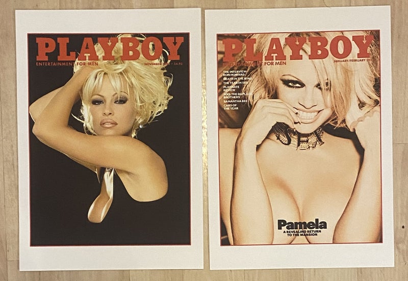 Set Of Two A4 PAMELA ANDERSON Playboy Magazine Cover Art Prints Carousel 1