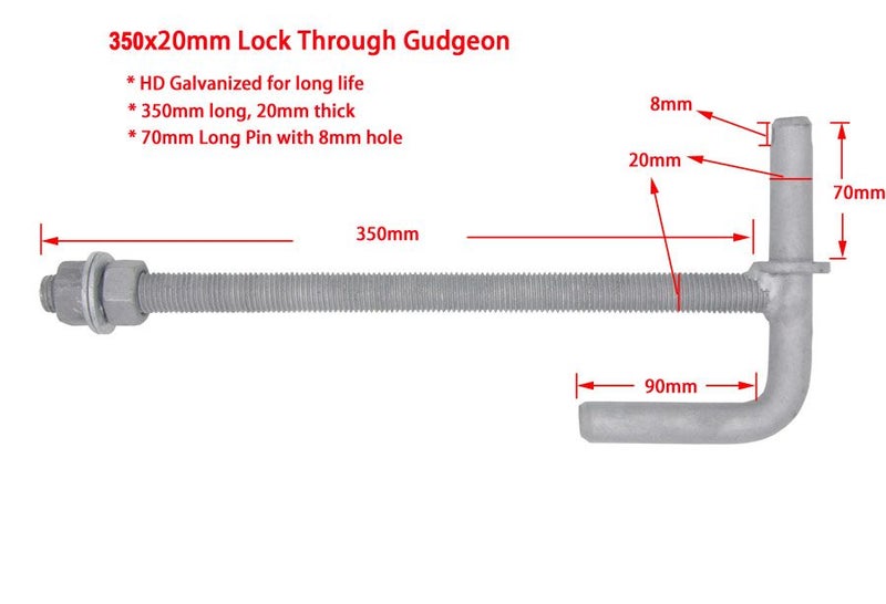 10pcs 350mm Long Pin Lock Through Gudgeons-- NEW Carousel 1