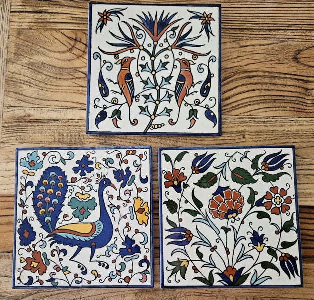 Jerusalem Pottery Hand-Painted Tiles – Set of 3 (Karakashian Bros.) Carousel 2