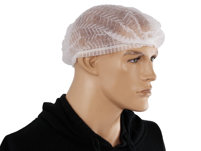 100 Pack Disposable Hats - Crimp Style - White Carousel 1