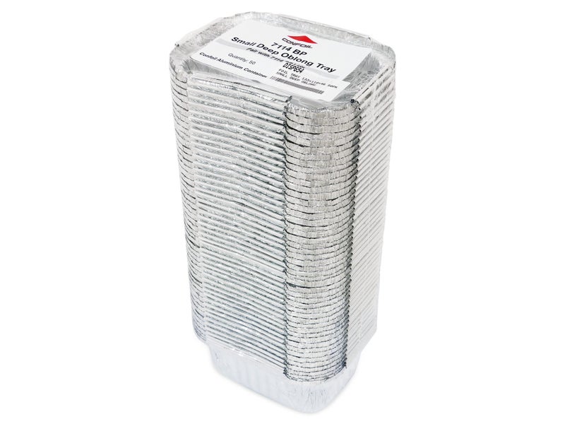50 Small Oblong Foil Tray Containers - 415ml - 13.5cm x 11cm x 4.5cm Carousel 2