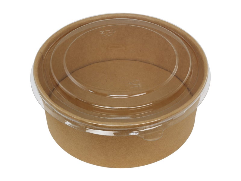 1090ml Round Paper Card Bowls with Lids x50 - Disposable Food Container Carousel 1