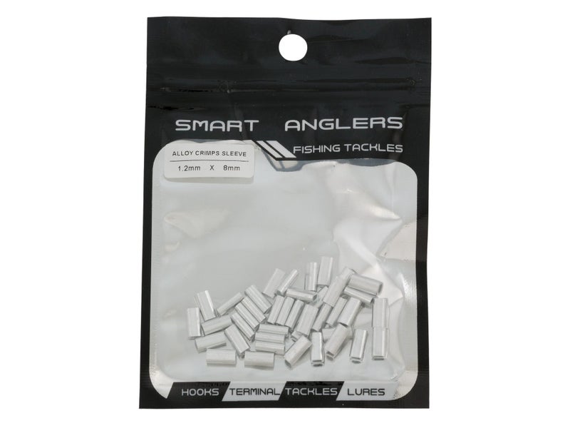 Pack of 35 - 1.2mm x 8mm Alloy Crimps Sleeve - Smart Anglers Fishing Tackle Carousel 1