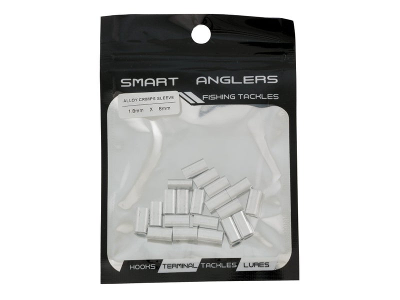 Pack of 20 - 1.8mm x 8mm Alloy Crimps Sleeve - Smart Anglers Fishing Tackle Carousel 1