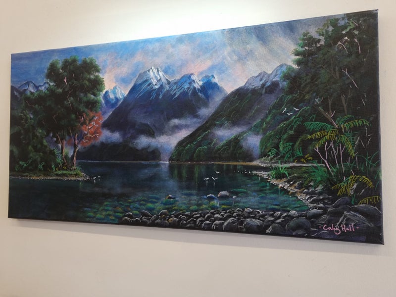Fiordland Passing Rain - Caley Hall - Original Painting Carousel 1
