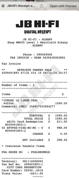 iPhone 16 Perfect condition – 100% Battery Health –$300 Off -Open to negotiation63721539822851113