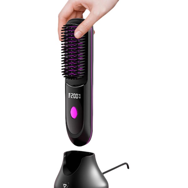 Hair Straightening Brush Cordless Heated Fast Electric Brush with Charging Base Carousel 1