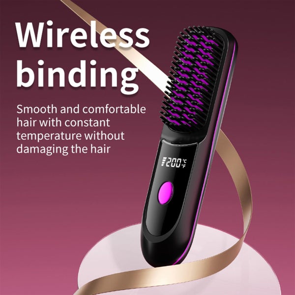 Hair Straightening Brush Cordless Heated Fast Electric Brush with Charging Base Carousel 2