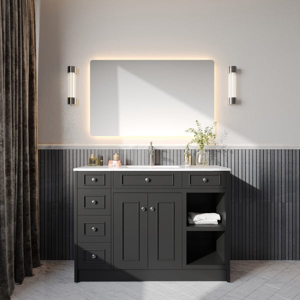 Caroline 1200mm Solid Wood Floor-Standing Vanity –Hampton Collection Matte Black