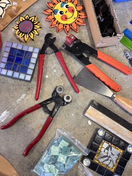 Mosaic bulk lot including tiles, tools, gems etc Carousel 2