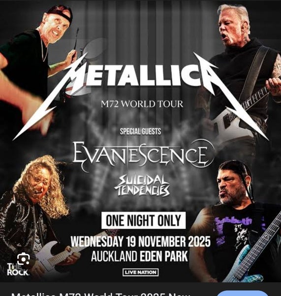 Metallica M72 World Tour Auckland Ticket 2x Seated Section 412 Carousel 1