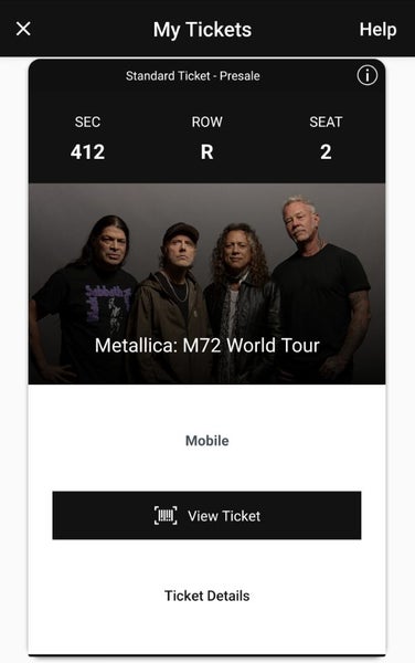 Metallica M72 World Tour Auckland Ticket 2x Seated Section 412 Carousel 2