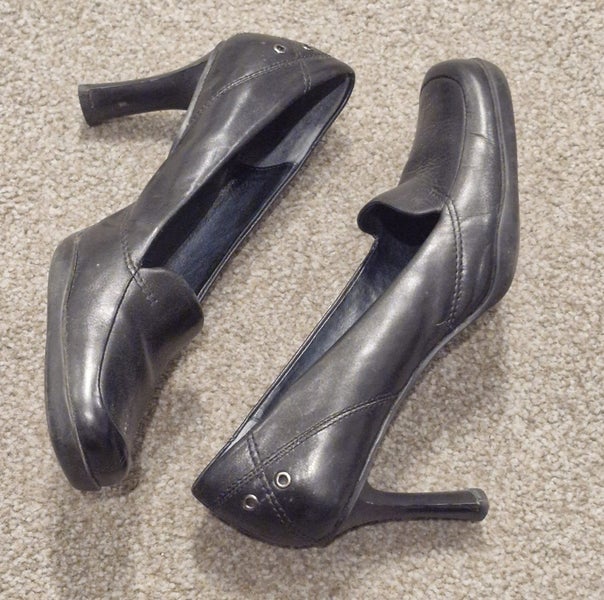 WITTNER BLACK LEATHER VINTAGE-STYLE HEELS Size 41 Carousel 2