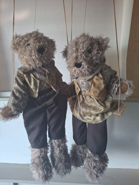 2 Cute Hanging Teady bears....... Male & Female Carousel 1