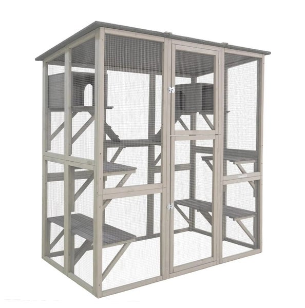 Wooden Cat Cage Walk In Cat Condo House Kitten Ferret Enclosure Cage Carousel 2