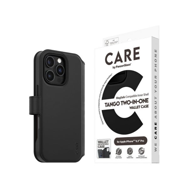 PanzerGlass CARE Tango Wallet Case for Apple iPhone 16 Pro- Black Carousel 1