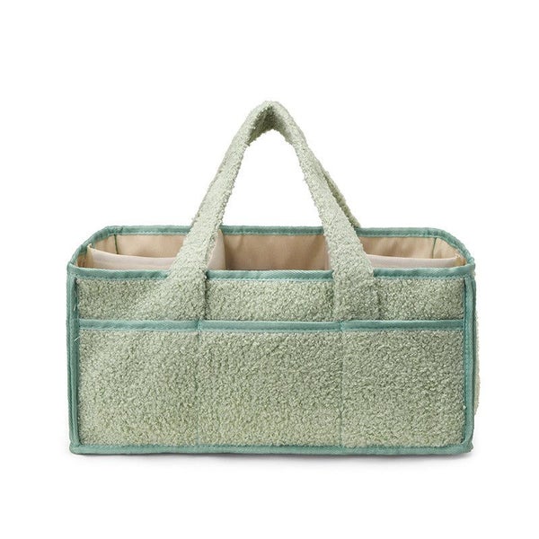 Elosung Green Large Plush Nappy Caddy Organizer Portable Diaper Storage Bin & Nu Carousel 1