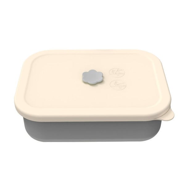 Elosung Gray Microwave Safe Silicone Lunch Box With 4 Compartments Airtight Bent Carousel 1