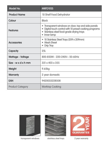 Morphy Richards 10 Shelf Food Fruit Meat Vegetable Dehydrator Carousel 7