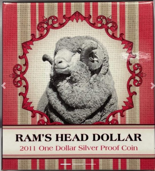 2011 Australian "Rams Head" Silver $1 Dollar Proof Coin in Case - Lot E1006 Carousel 2