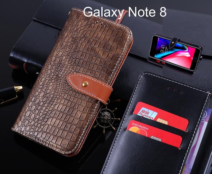 Galaxy Note 8 case leather wallet case croco style Carousel 1