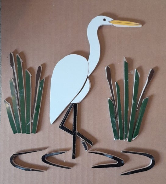 White heron tile inlay for mosaics Carousel 1
