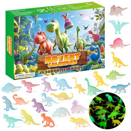 Christmas Halloween Calendar Advent Glow In The Dark Dinos Box Carousel 1