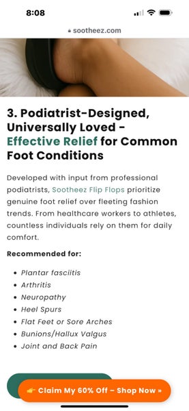 2x Sootheez flip flops good 2for comfy feet pain and relief two pairs for $4563865142165122111