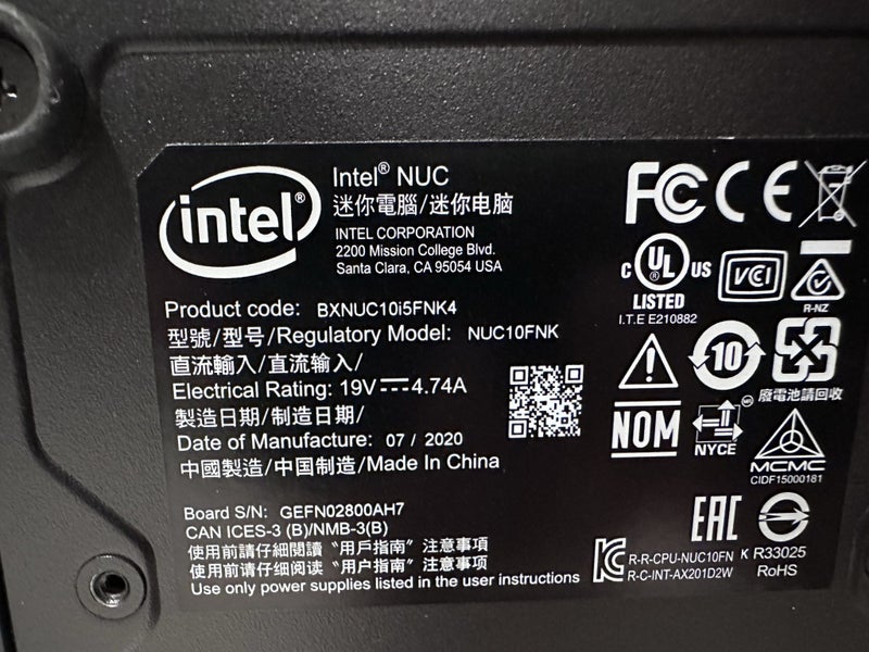 $1 Res Intel NUC 10th Gen Intel Core i5 16GB RAM 256GB SSD Wi-Fi 6 Win11 Pro64276005451267113
