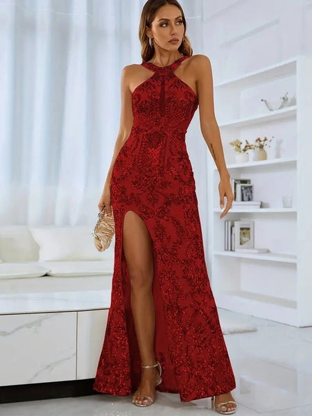 Adalynn sequin red ball gown with split s12-14 Express NZ wide64245533202305114