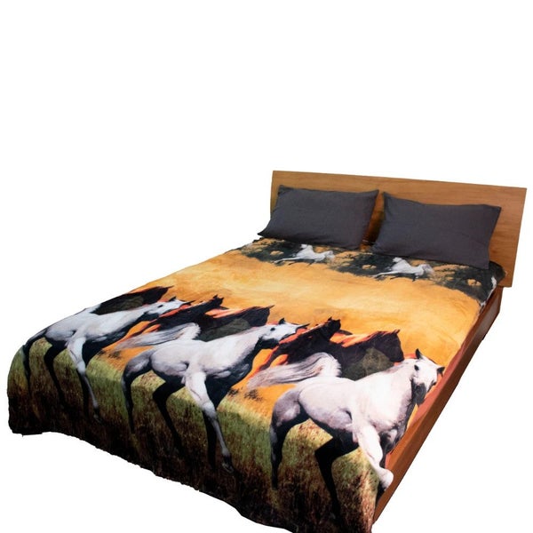 Galloping Horses Printed Polar Fleece Blanket Queen/King By Marlborough Textiles Carousel 1