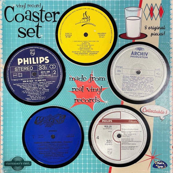 Yesterday’S Vinyl Coaster Set Of Eight Pieces Made From Recycled Records In Asso Carousel 1