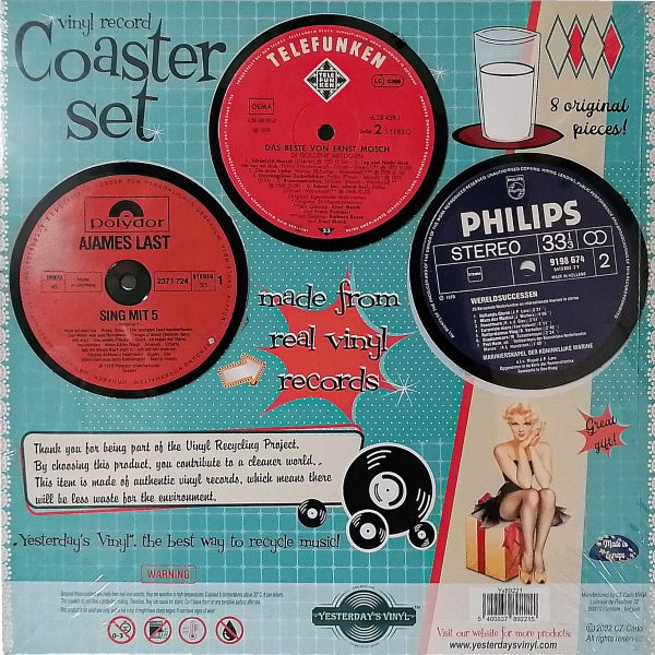 Yesterday’S Vinyl Coaster Set Of Eight Pieces Made From Recycled Records In Asso Carousel 2