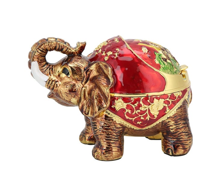 Zinc Alloy Innovative Spherical Vintage Elephant Ashtray with Cover Multifunc Carousel 1
