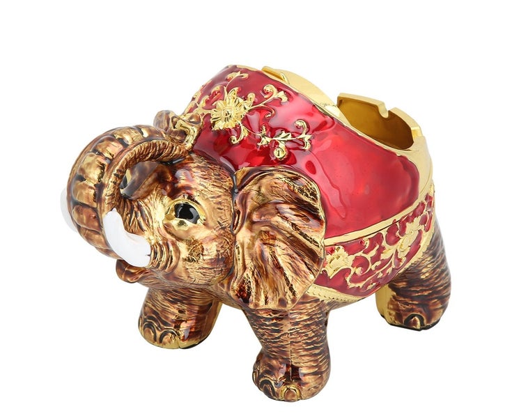 Zinc Alloy Innovative Spherical Vintage Elephant Ashtray with Cover Multifunc Carousel 2