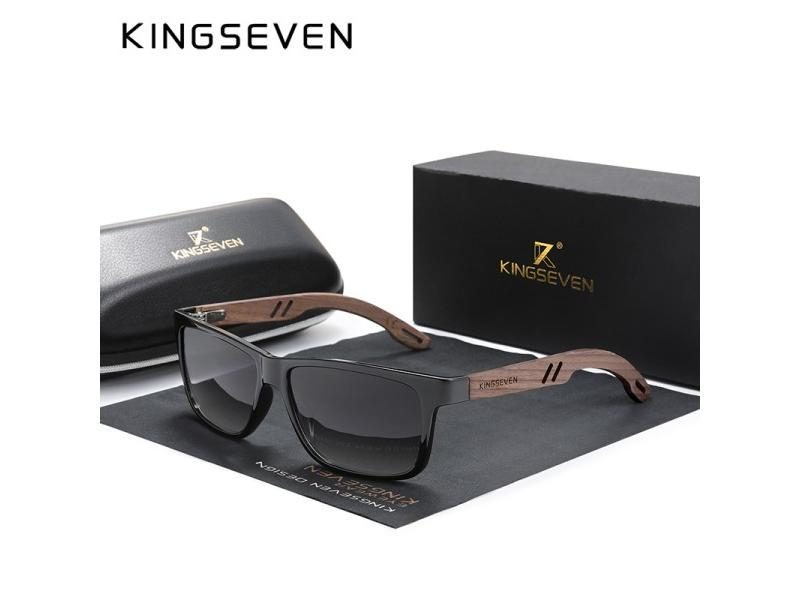 KINGSEVEN Polarized Vintage Men Wooden Sunglasses Wood UV400 Protection Fashion Carousel 1