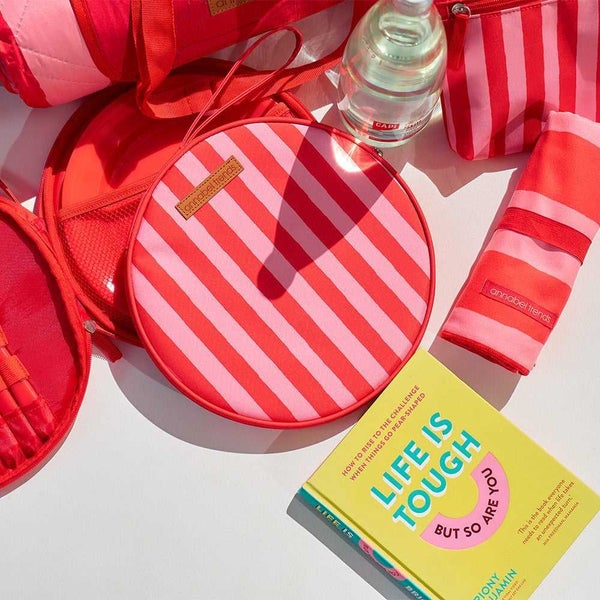 A.Trends Red Stripe Picnic Round Plate Set 9pce Carousel 2