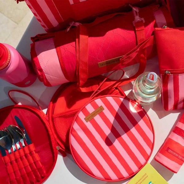 A.Trends Red Stripe Picnic Round Plate Set 9pce Carousel 5