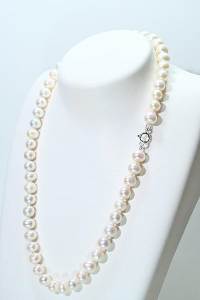 Freshwater pearl necklace 9mm pearls 925 silver clasp 20" Carousel 1