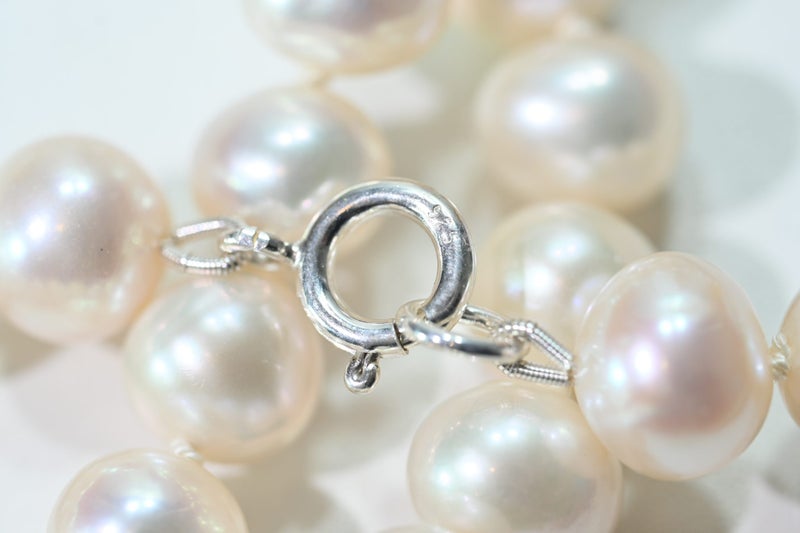 Freshwater pearl necklace 9mm pearls 925 silver clasp 20" Carousel 6