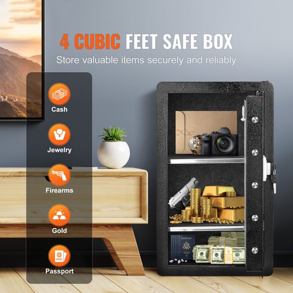 113L Security Safe Box with Fingerprint Password Key Lock Home Office Cash Carousel 2