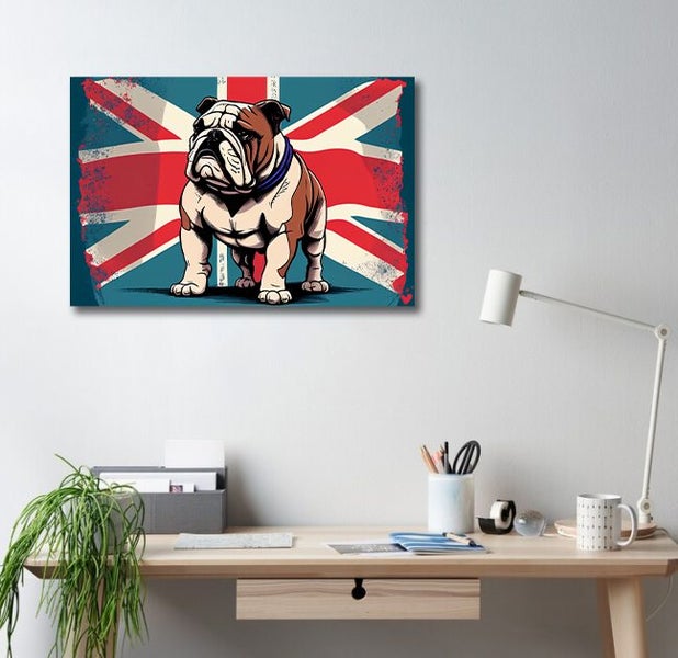 Framed $1 RESERVE 1 Panel Canvas Art Print - British Bulldog Carousel 3