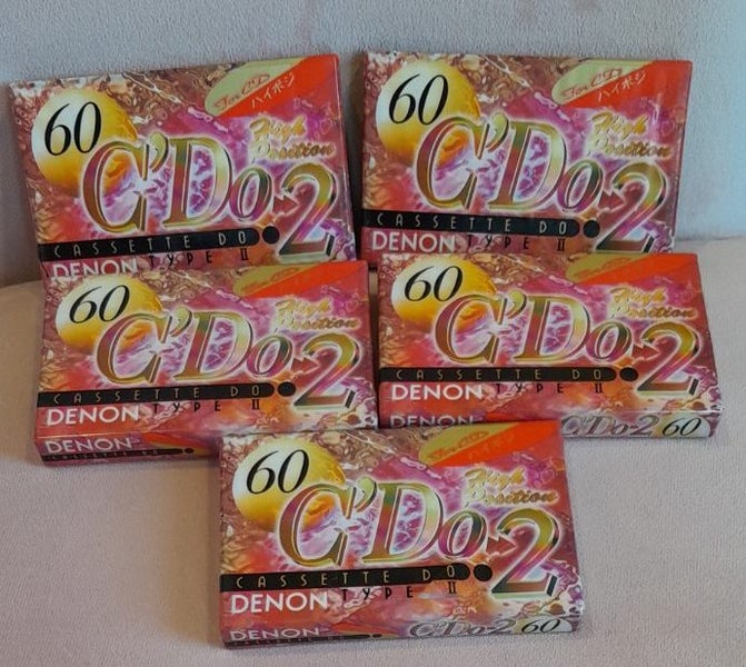 Very Good! Denon Tapes (5 x C'Do2 60 min) Blank Audio Cassette Tapes -new/sealed Carousel 1