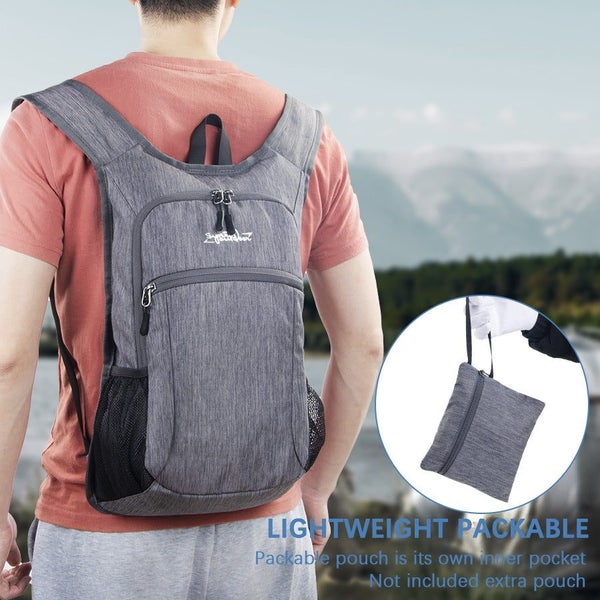 Elosung Grey Ultra Lightweight Packable Backpack Foldable Daypack For Hiking & T Carousel 1