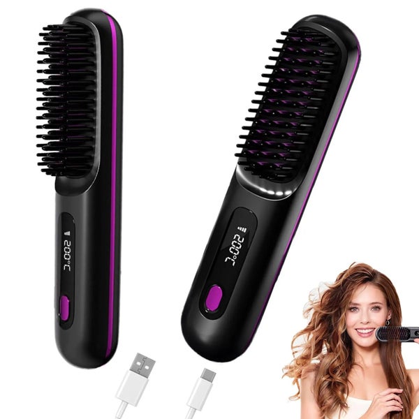 Portable Hair Straightener Brush AntiScald Hair Cordless Hair Straightener Brush Carousel 1