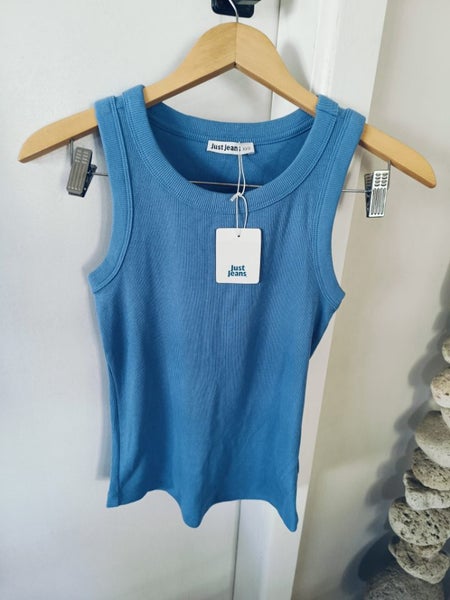 Just Jeans - Blue Ribbed Singlet Size XXS (NEW) Carousel 1