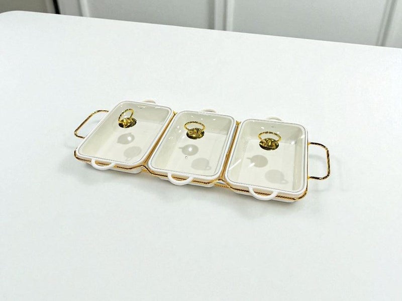 Gold Ceramic Chafing Dish 3pc YS19022-157 Carousel 1