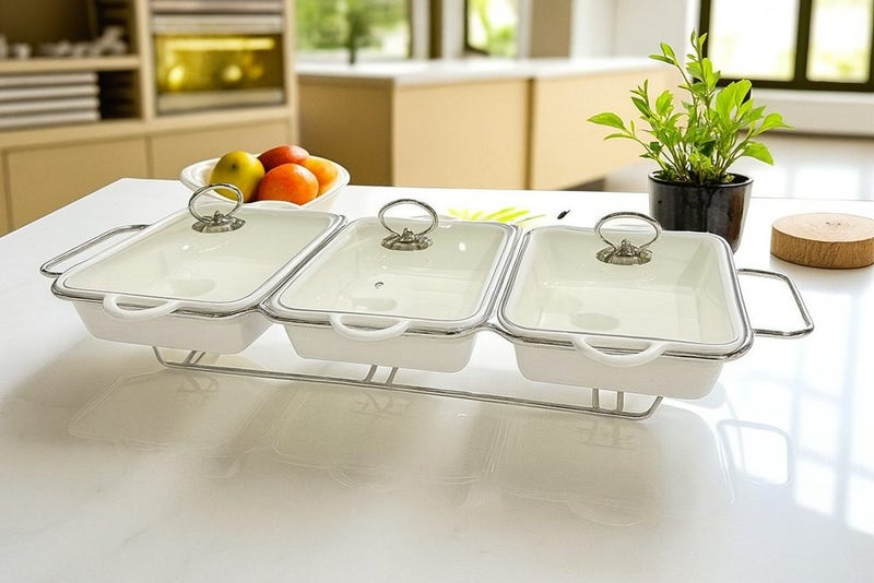 Ceramic Silver Chafing Dish 3pc YS19022-158 Carousel 1