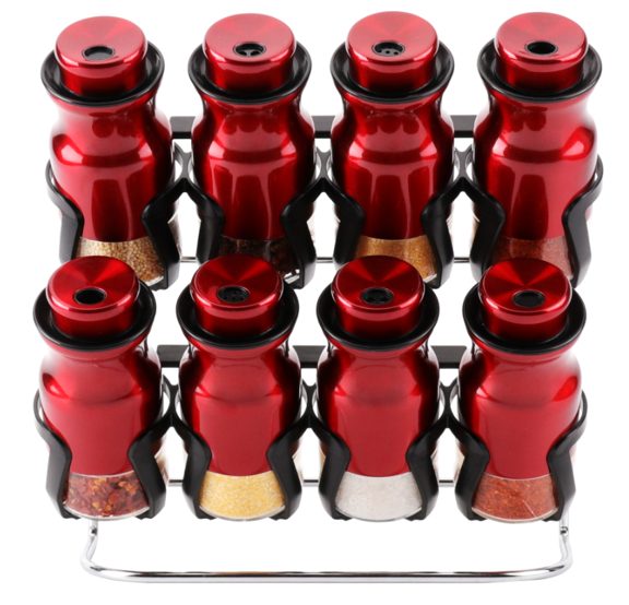Spice Rack Condiment Red 8pc O1022H Carousel 1